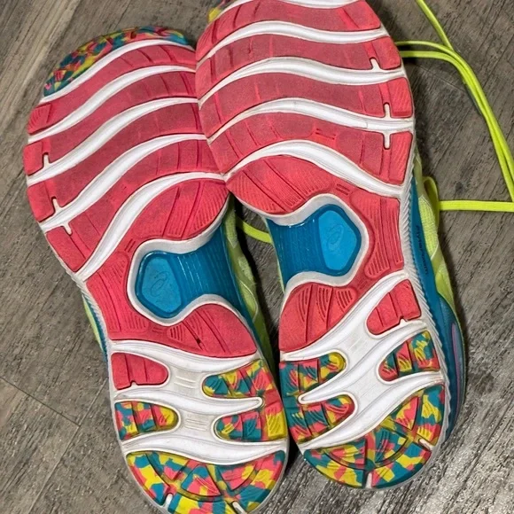 Asics Bright Yellow Sneakers with Pink and Blue Accents - Picture 6 of 10